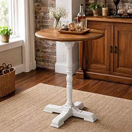 Runder Stehtisch/Bartisch Massivholz Shabby Chic,