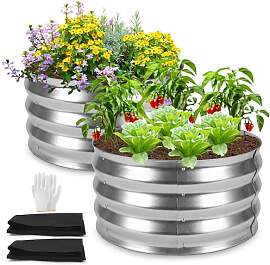 Rundes Hochbeet aus Metall, 2er Set, 60 x 60 x 30
