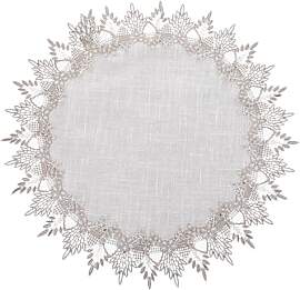 Rundes Leinendeckchen, 60 cm Durchmesser, graues