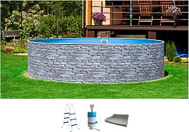 Rundpool MY POOL BWT "STONE 1", grau,