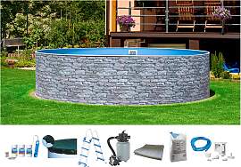 Rundpool MY POOL BWT "STONE 3", grau,