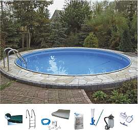 Rundpool MY POOL BWT, weiß (weiß, blau), H:120cm 