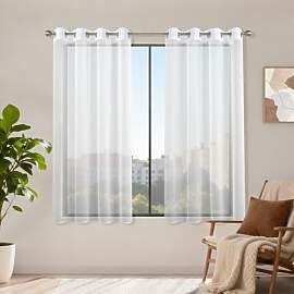Runyéla Voile Gardinen mit Ösen 2er Set, H 160 x 