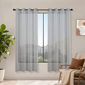 Runyéla Voile Gardinen mit Ösen 2er Set, H 180 x 