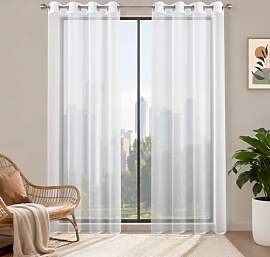 Runyéla Voile Gardinen mit Ösen 2er Set, H 220 x 