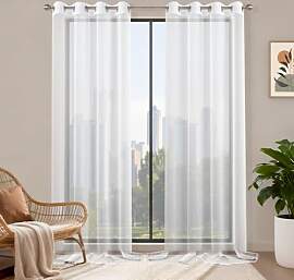 Runyéla Voile Gardinen mit Ösen 2er Set, H 245 x 