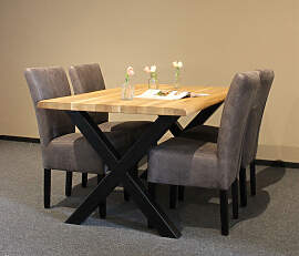 Rustikale Essgruppe Baumkante 160x90 cm