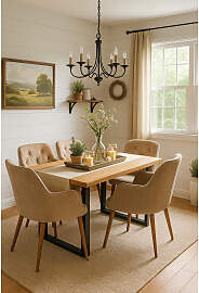 Rustikale Essgruppe mit 4 Stühlen