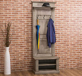Rustikale Garderobe mit Schuhregal graubraun