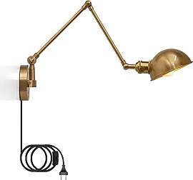 Rustikale Wandleuchte mit Stecker, Messing