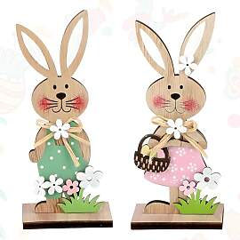 RzuoQnt 2 Stück Osterhase aus Holz, Osterdeko,