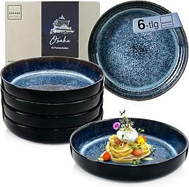 SÄNGER Osaka | Steingut Pastaschalen 6 tlg, Nudel 