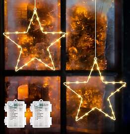 SALCAR LED Weihnachtsstern Fensterdeko, 2 Stück