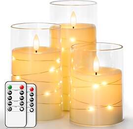 salipt LED Kerzen im Glas, Flammenlose Kerzen mit