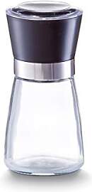Salz-/Pfeffermühle, klein, Glas, schwarz