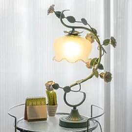 SANDYHA Pastorale Blume LED Glas Tisch Lampe Nacht 