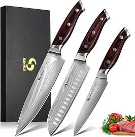 SANHUI 3er Damastmesser Set,Küchenmesser Set aus