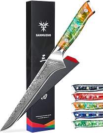 SANMUZUO Damaststahl Filetiermesser 18 cm,
