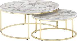 Satztisch in Weiß/Gold, 2-teilig