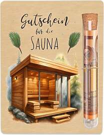 Sauna Gutschein Geldgeschenke Holz 13 x 10 cm,
