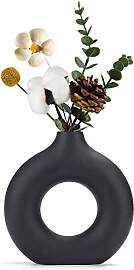 Sawoake Schwarzer Donut Keramik Vase für Moderne