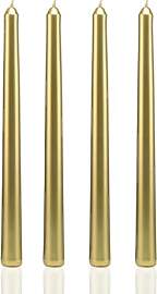 Scentoria 4 Stück Spitzkerzen Gold, Stabkerzen,