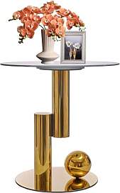 SCGSJZH Beistelltisch Rund 50 cm in Weißgold -