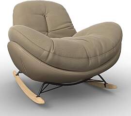 Schaukelsessel Elea Beige Lederlook/Chenille