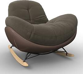Schaukelsessel Elea Braun Lederlook/Chenille