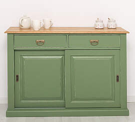 Schiebetüren-Sideboard in resedagrün mit