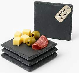 Schieferplatten eckig 10 cm Set aus 4