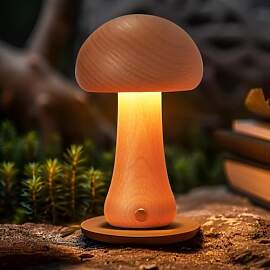 Schindora Holz Pilze LED Nachttischlampe