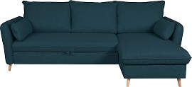 Schlaf-Ecksofa mit Stauraum 3/4-Sitzer ozeanblauer 