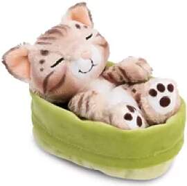 Schlafende Katze in einem Korb Stofftier Nici
