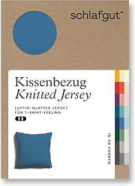 schlafgut Knitted Jersey Kissenbezug 80x80 cm Blue 