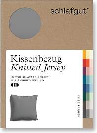 schlafgut Knitted Jersey Kissenbezug 80x80 cm Grey 