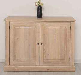 schlichte Landhaus-Kommode Massivholz Eiche weiß