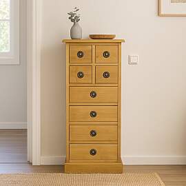 Schmale Flur Kommode Landhaus hellbraun gewachst