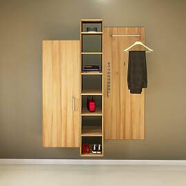 Schmale Garderobe mit viel Stauraum Kernbuche