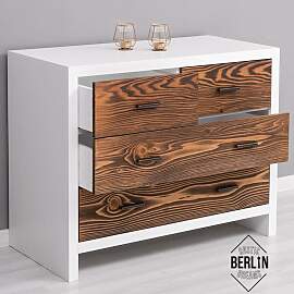 Schmale Kommode Berlin weiß braun im Landhausstil
