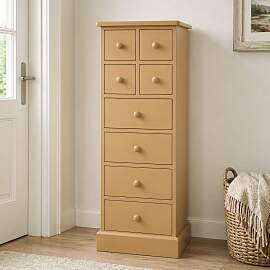 Schmale Kommode Ockergelb Shabby Chic