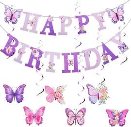 Schmetterling Girlande Happy Birthday Fotobanner