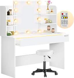 Schminktisch Lucia Weiß 140x110x40cm mit LED +