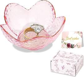 Schmucktablett mit rosa Blume, Schmuckschale,
