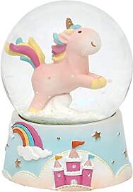 Schneekugel Einhorn in rosa, Maße H/B/Ø Kugel: