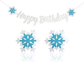 Schneemotivierte Happy Birthday Girlande,