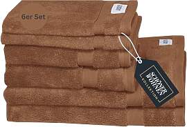 SCHÖNER WOHNEN Frottee Handtücher Set Braun