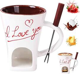 Schokoladen Fondue Becher Set, 130ml Keramik