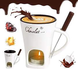Schokoladen Fondue Becher Set, 130ml Keramik