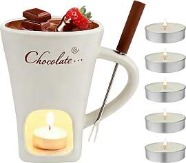 Schokoladenfondue Tasse mit Gabeln, 200Ml Keramik